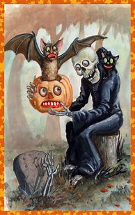 Image result for Vintage Halloween Postcards Cartoon