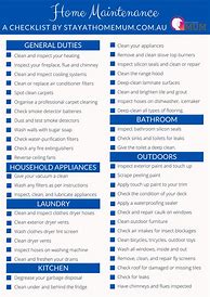 Image result for Monthly Home Maintenance Checklist
