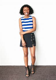 Image result for Women Wearing Dress with Brown Horizontal Stripes