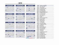 Image result for 2018 2019 Calendar with Holidays