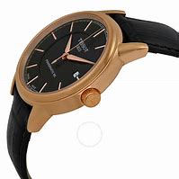 Image result for Rose Gold Watch Black Dial Leather