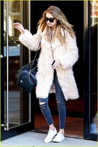 Image result for Faux Fur Jacket with Jeans Outfit
