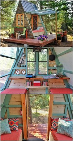Minnesotean couple builds tiny expandable cabin for $700 #gardenplayhouse | Modèles de maison de l'arbre, Maison design et Cabane palette