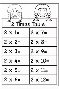 Image result for 2 X Table Practice Sheets