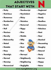 Image result for Adjectives Start with N