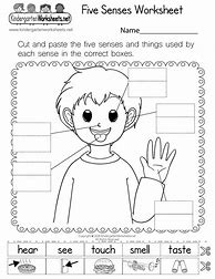 Image result for Five Senses Worksheet for Kg