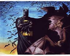 Image result for Batman with Bats Flying Off Art