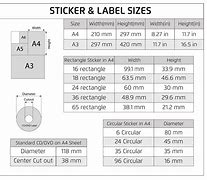 Image result for stickers size chart a4