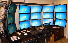 Image result for Office Workstations Multiple Monitors Setups