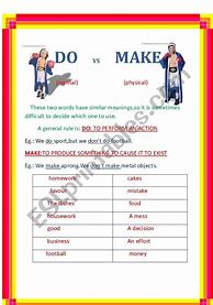 Image result for Make vs Do Worksheet