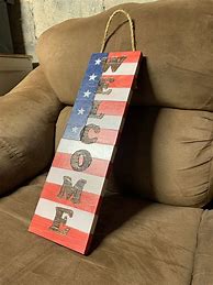 Image result for Wooden American Flag WelcomeSign
