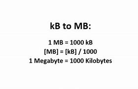 Image result for Kilobytes to Megabytes Formula