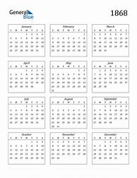 Image result for 1868 Calendar