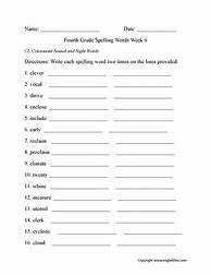 Image result for 4th Grade Spelling Sheets