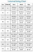 Image result for Universal Standard Size Chart