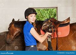 Image result for Lady Saddling Horse Picture