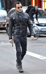 Image result for Men Wearing Black Leather Jacket