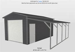 Image result for Lean to Garage One Car 12X20
