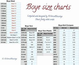Image result for Boye Crochet Hook Sizes