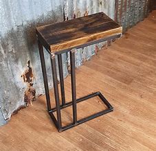 Image result for Wood and Metal Couch Tables
