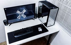 Image result for Black and White and Copper Desk Setup Gaming