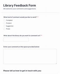 Image result for Library Feedback Form