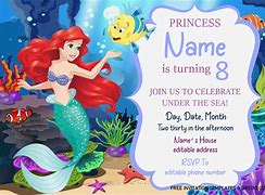 Image result for Ariel Birthday Invitations Templates Free