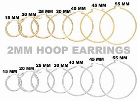 Image result for Actual mm Size Chart for Hoop Earrings