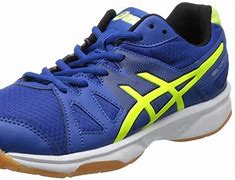 Image result for Asics Squash Shoes Blue and Orangde Long