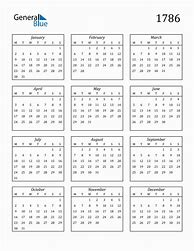 Image result for 1786 Calendar