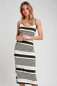 Image result for Green Striped Midi Dress