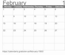 Image result for February 1993 Calendar