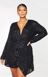 Image result for Long Sleeve Sequin Wrap Dress