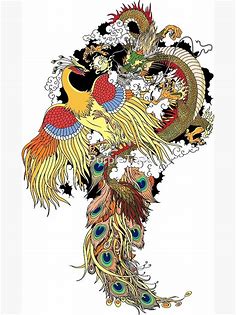 "Chinese dragon and gold phoenix" Canvas Print by PurpleTank | Redbubble