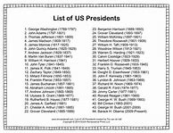 Image result for Printable List of 44 Presidents with Dates