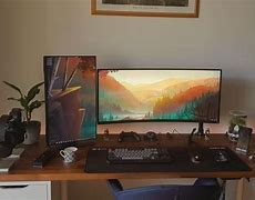 Image result for Two Monitor Desk Setup