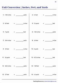 Image result for Inches/Feet Yards Chart 4th Grade