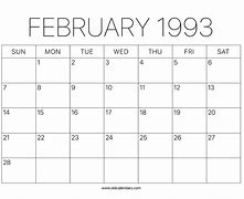 Image result for February 1993 Calendar