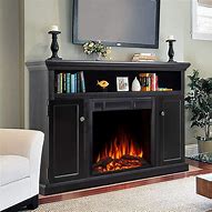 Image result for Black Electric Fireplace TV Stand with Side Cabinets