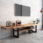 Image result for Wood and Metal Open Shelf TV Stand