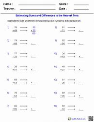 Image result for Estimating Sums 3rd Grade