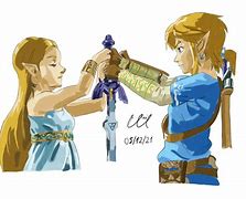 Image result for BOTW Link Holding Zelda