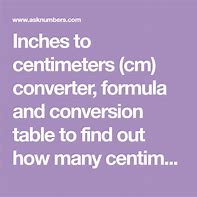 Image result for Inches to Cm Formula