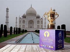 Image result for World Cup Cricket Trophy Shoot at Taj Mahal