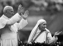 Image result for Mother Teresa with Pope John Paul II