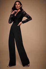 Image result for Black Lace Long Sleeve Jumpsuit