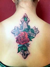 Image result for Cross with Wings and Rose Tattoo
