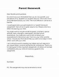 Image result for Homework Letter to Parents