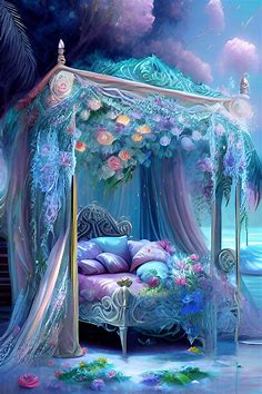 Beach Bed in 2023 | Magical bedroom, Dreamy art, Beach backdrop