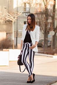 Image result for What to Wear with Black and White Striped Pants